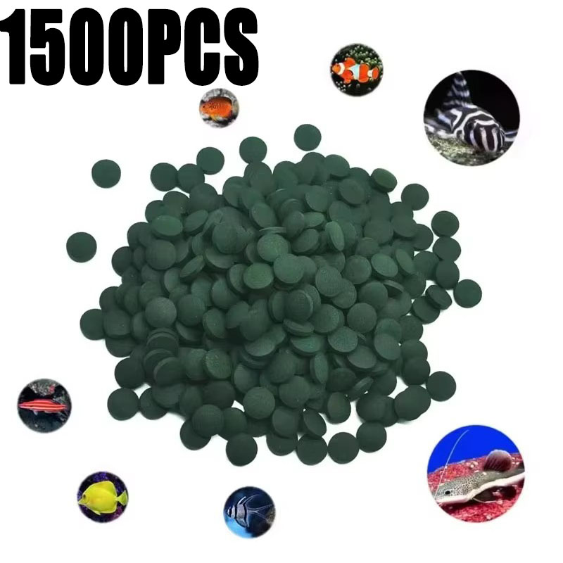 Aquarium Fish Food - 100-1500 Stuks Hoge Zuiverheid Spirulina Tabletten