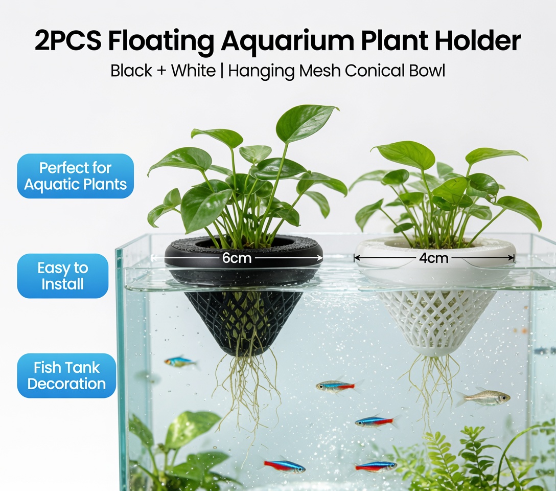 2 stuks drijvende aquariumplan - Aquarium Fish Cave recensie en prijs