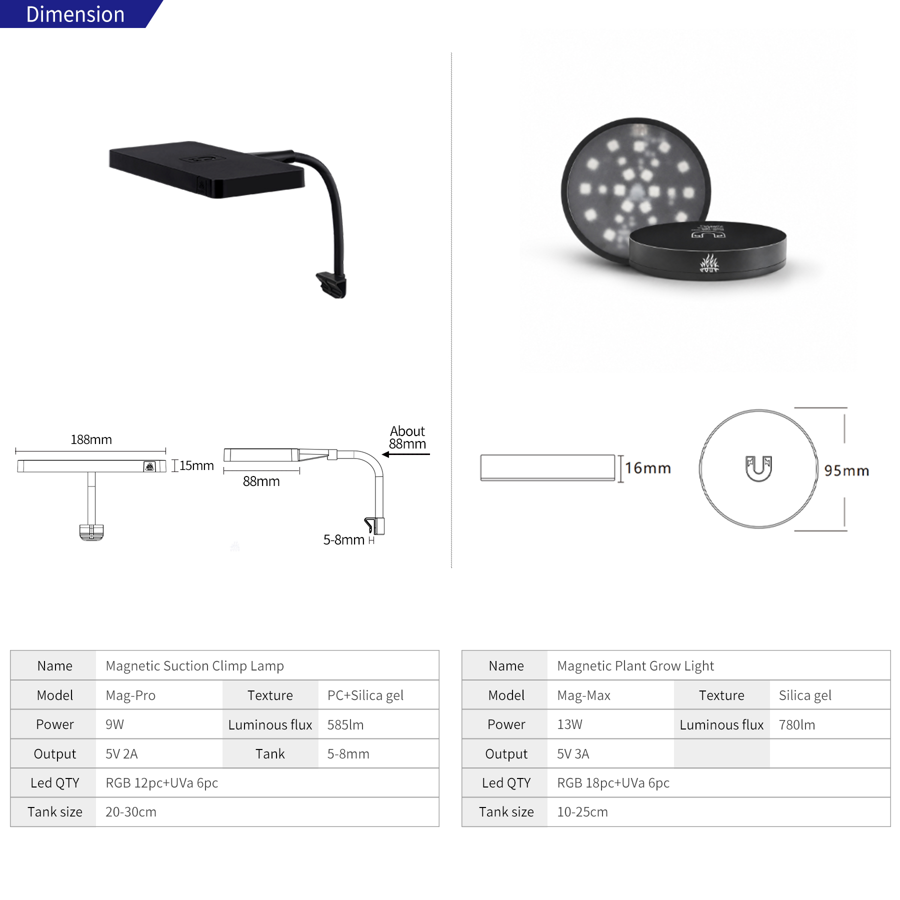 WEEK AQUA Mag-Pro Mag-Max Nano - Aquarium Fish Light Lamp recensie en prijs